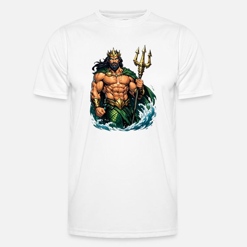 Poseidon-kongen med treforken - Funktionsshirt til herrer - hvid