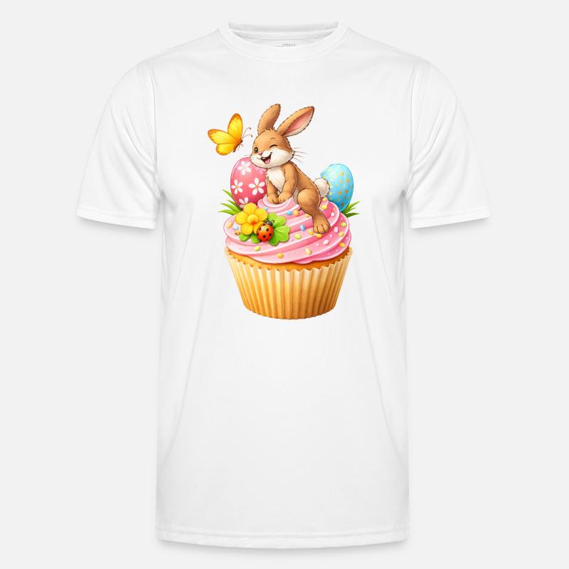 Cute Easter Bunny Cupcake with Colorful Easter Eggs Men's Functional T-Shirt