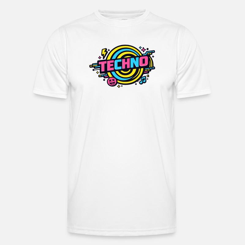 Techno Neon Retro Circle - Men's Functional T-Shirt - white