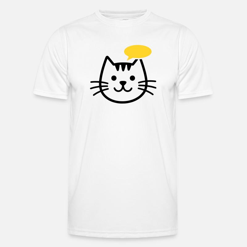 Cat head with yellow speech bubble Men's Functional T-Shirt