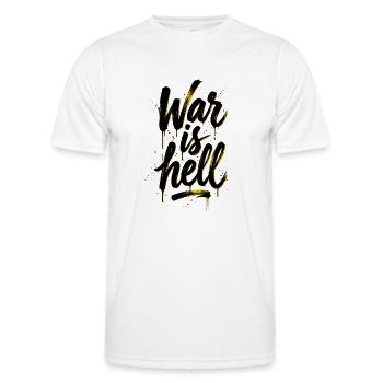 Yellow Graffiti Brush Script on Black War is hell - Men's Functional T-Shirt - white - Front - AI Model Male 178 dark (178cm)