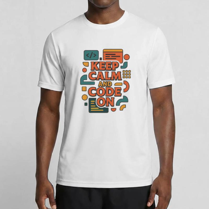 Keep Calm and Code On – Funny Coder Shirt Men's Functional T-Shirt
