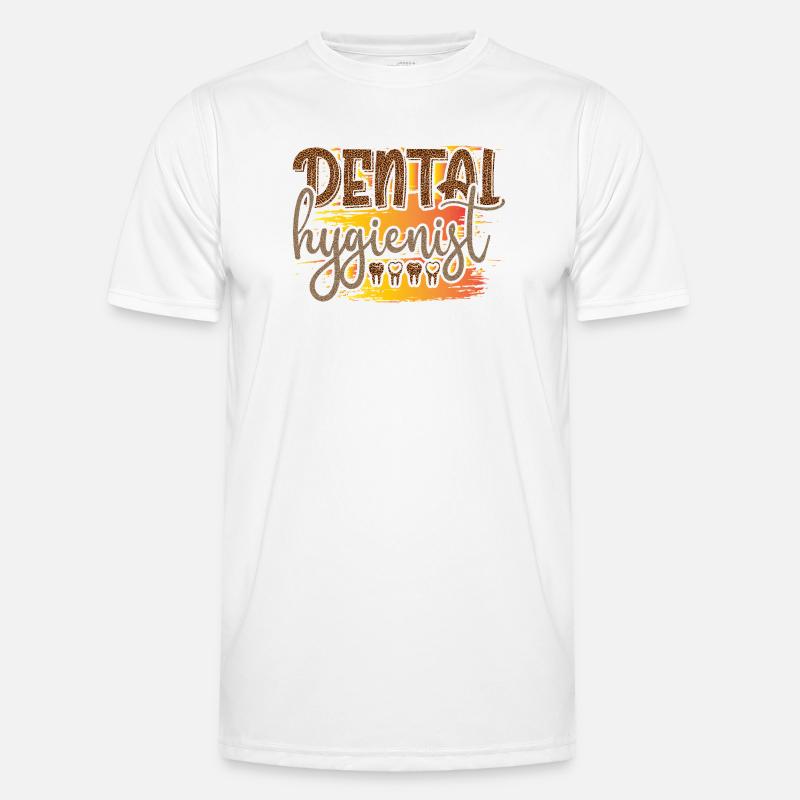 Leopard Hygienist Sunset Script - Men's Functional T-Shirt - white
