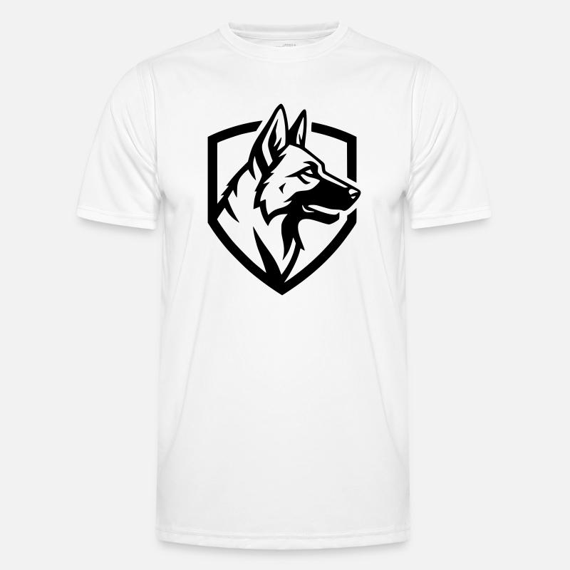 German Shepherd Crest Shield Security - Men's Functional T-Shirt - white