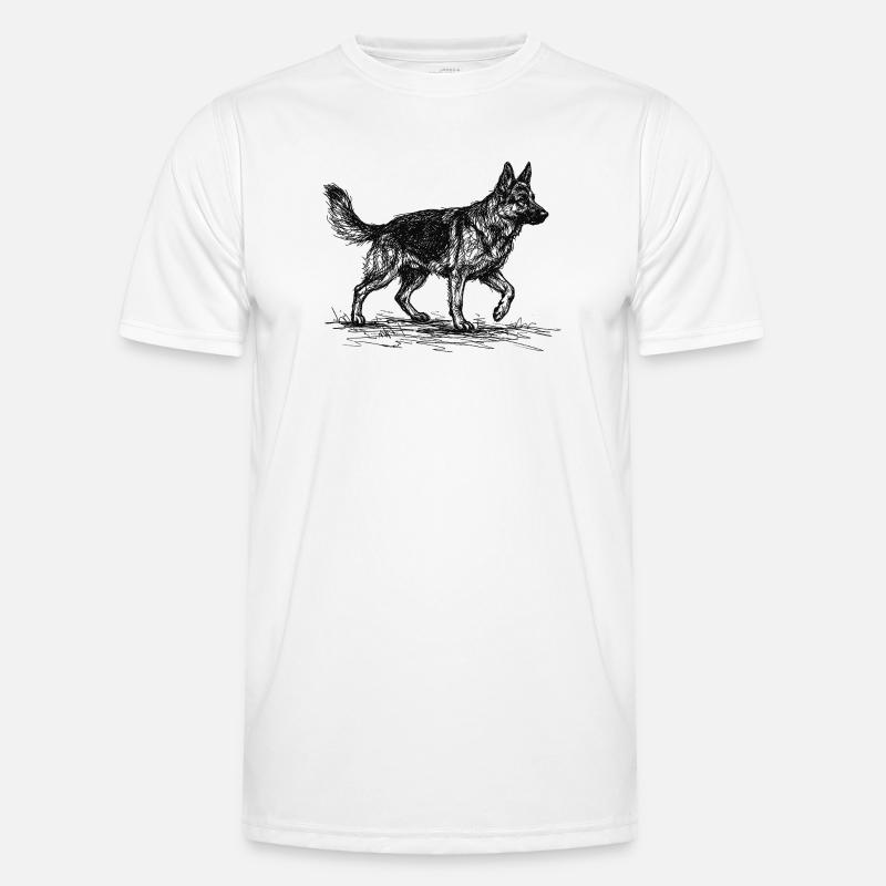 German Shepherd Sketch – German Shepherd Design - Men's Functional T-Shirt - white