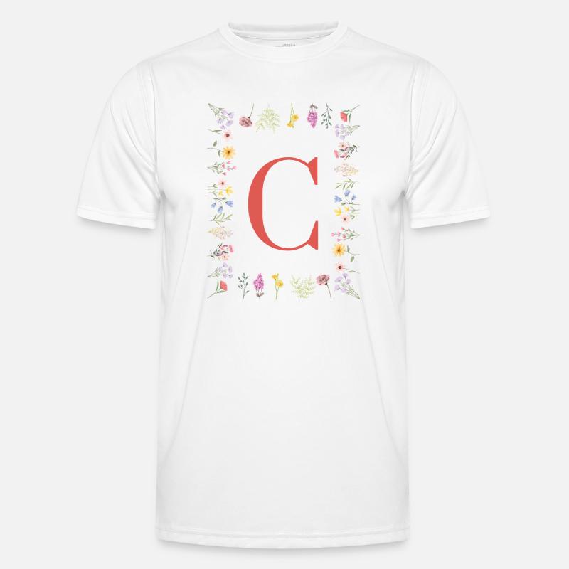 Florale Initialen "C", Buchstaben Monogramm  Männer Funktions-T-Shirt