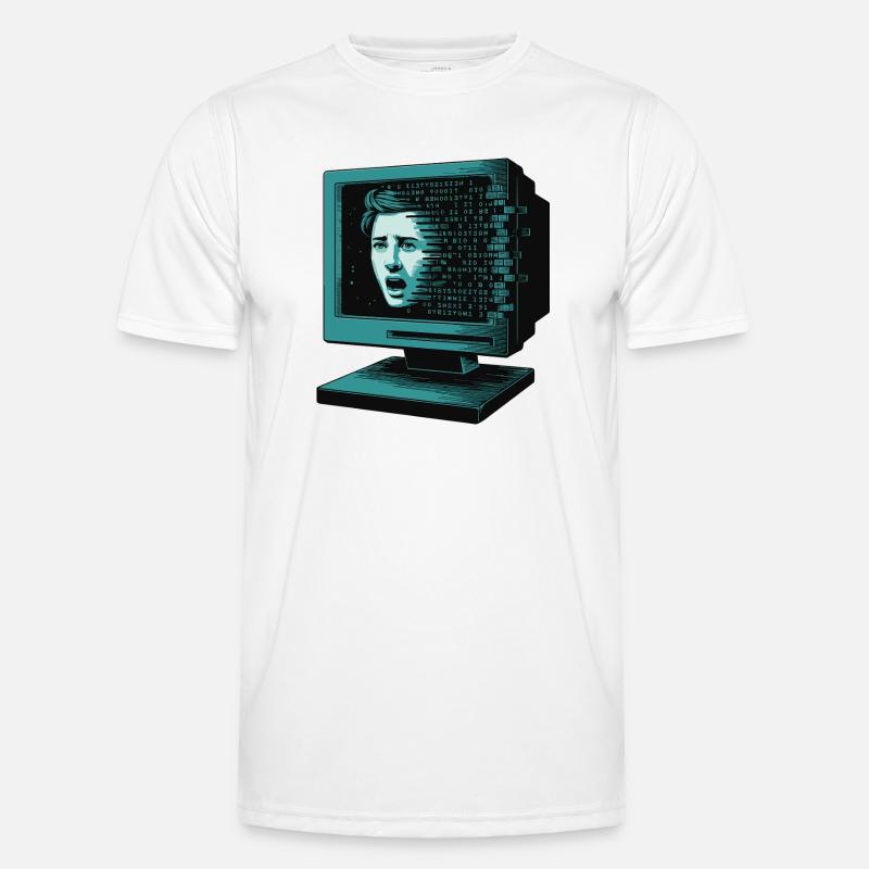 Retro-Computer Schrecken-  Retroglitch KI Männer Funktions-T-Shirt