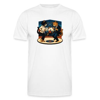 Zwei Retro-Katzen tanzen – Vintage Stil - Männer Funktions-T-Shirt - Weiß - Vorne - AI Model Male 178 dark (178cm)