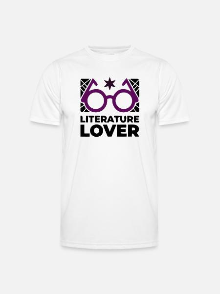 Literature Lover Brille Text - Männer Funktions-T-Shirt - Weiß