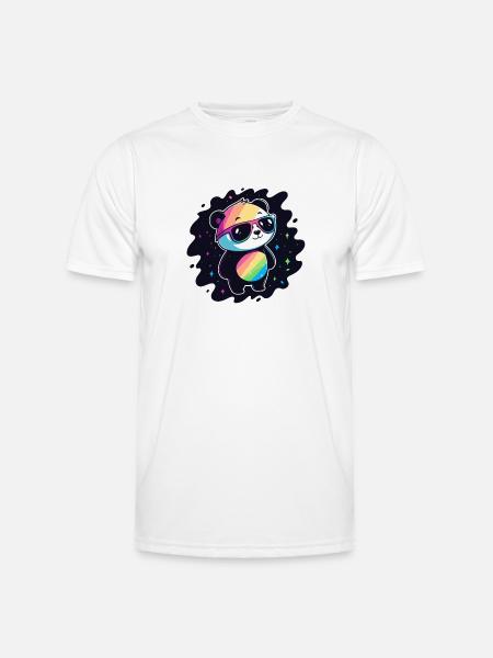 Panda Rainbow Galaxy Cool Glasses - Men's Functional T-Shirt - white