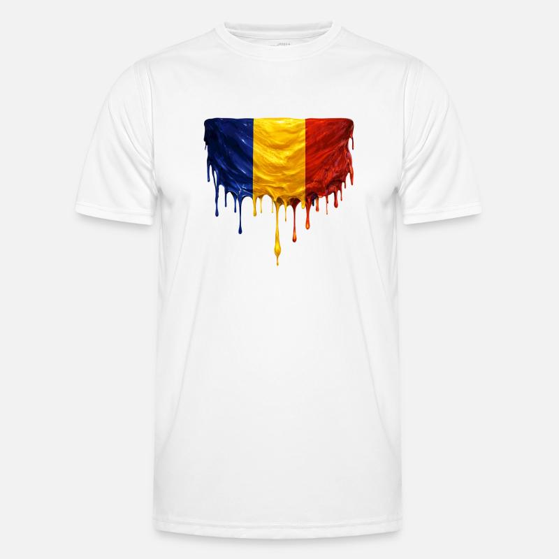 Art de la chute du drapeau roumain T-shirt sport Homme