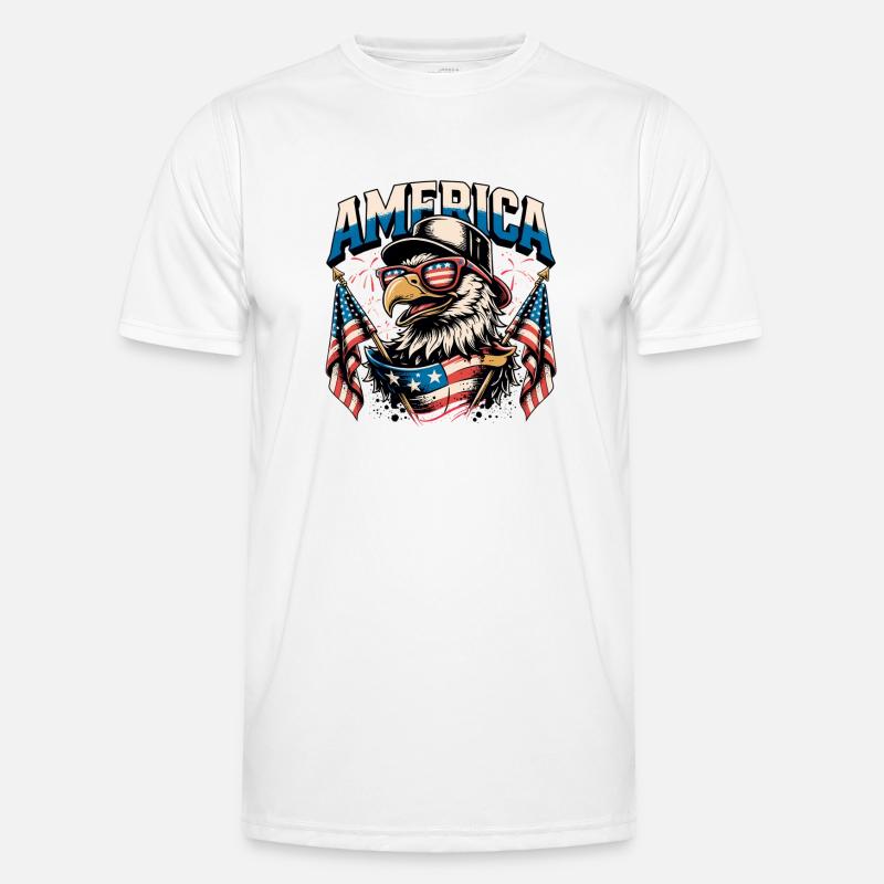 Patriotic Eagle with Flags - Men's Functional T-Shirt - white
