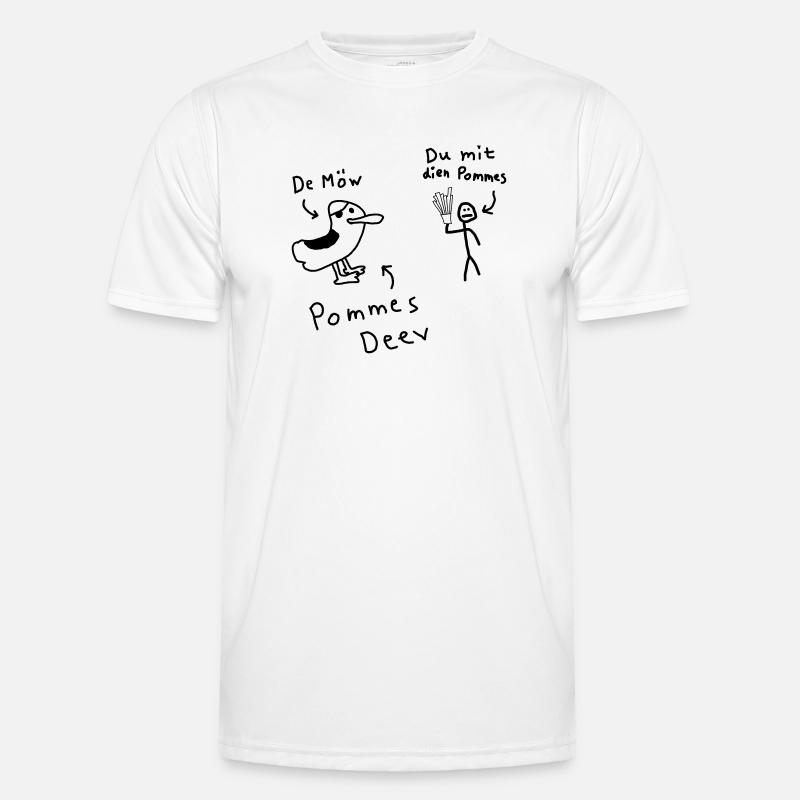 Pommes Deev Möw Dieb Möwe Plattdeutsch Männer Funktions-T-Shirt