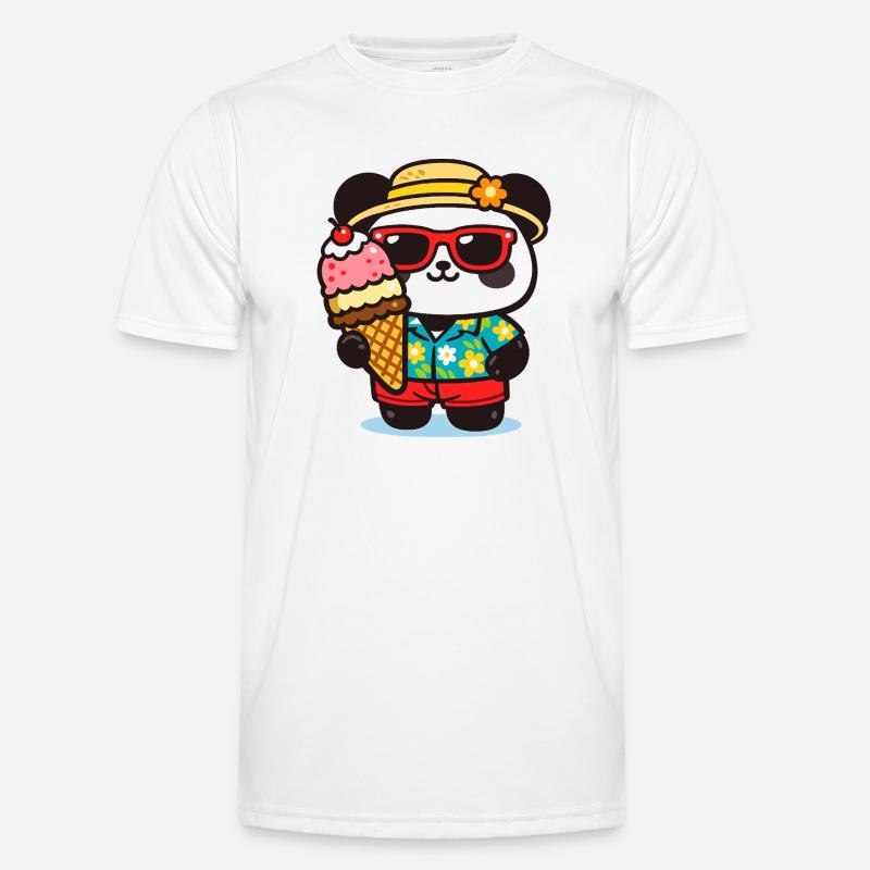 Panda Surf mit Eis - Männer Funktions-T-Shirt - Weiß