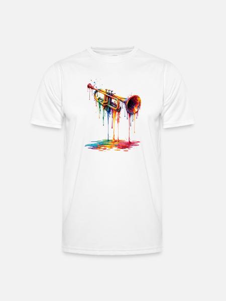 Trumpet with dripping paint - Men's Functional T-Shirt - white
