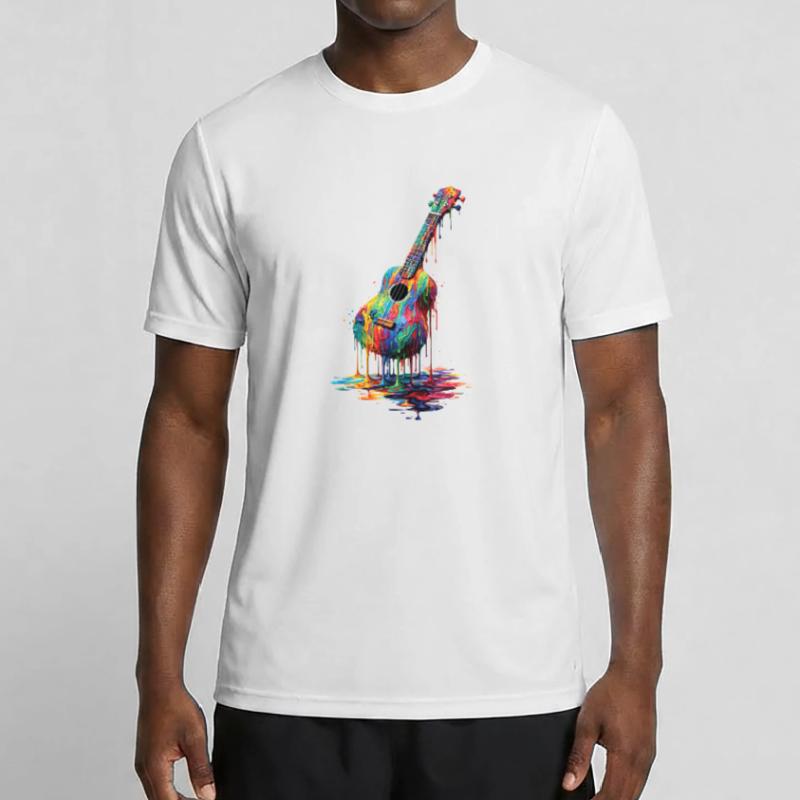 Ukulele mit tropfender Farbe Männer Funktions-T-Shirt