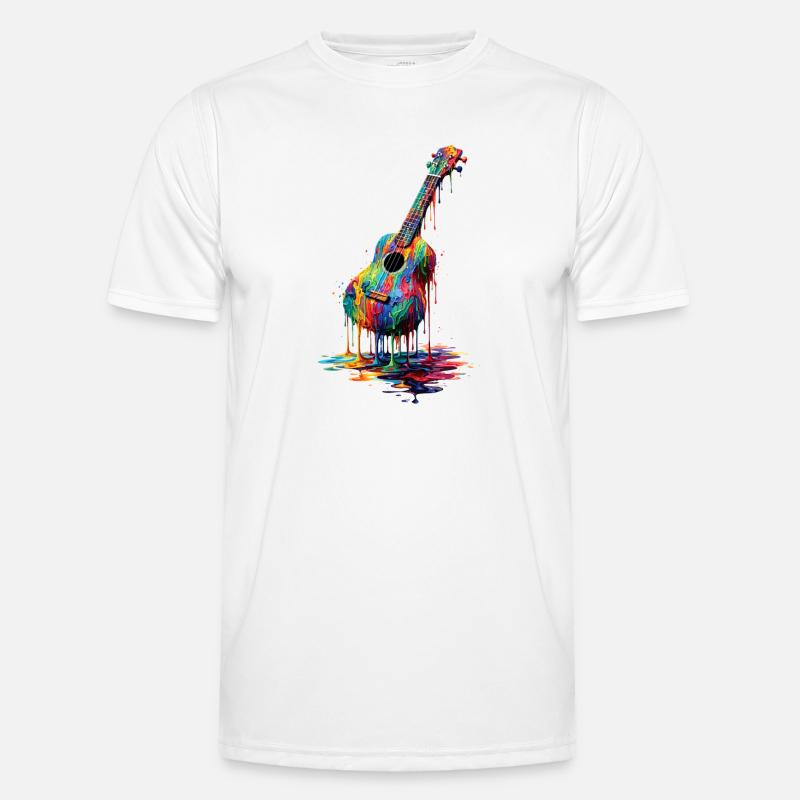 Ukulele mit tropfender Farbe - Männer Funktions-T-Shirt - Weiß