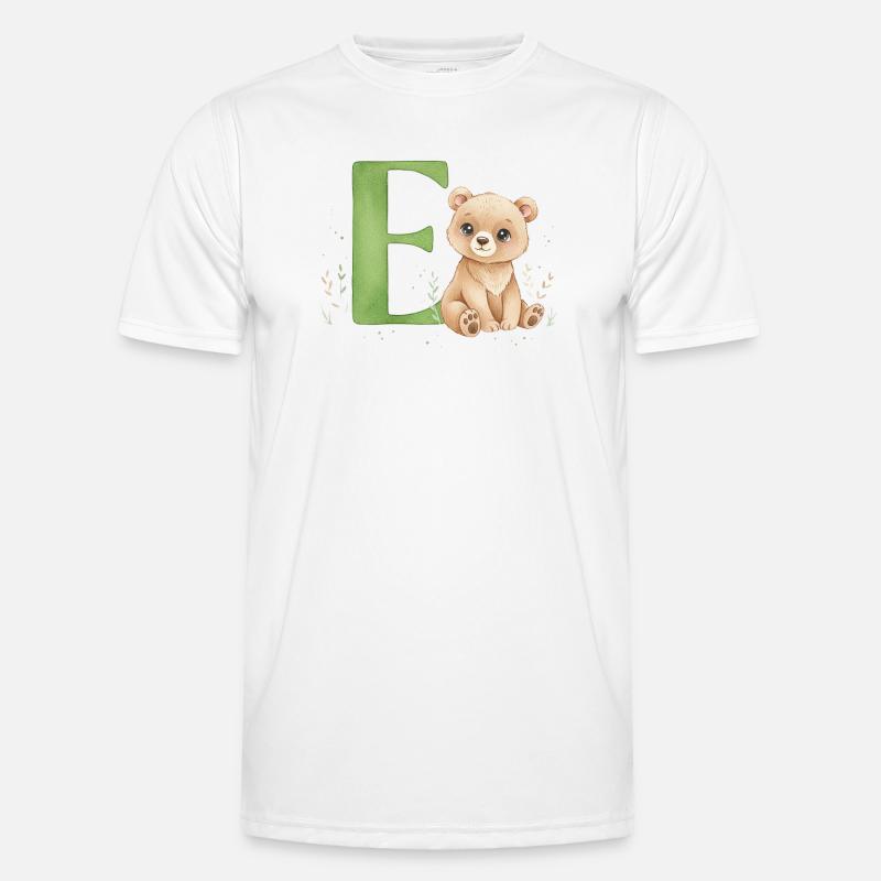 E mit Teddy: Verspielter Buchstabe E - Männer Funktions-T-Shirt - Weiß