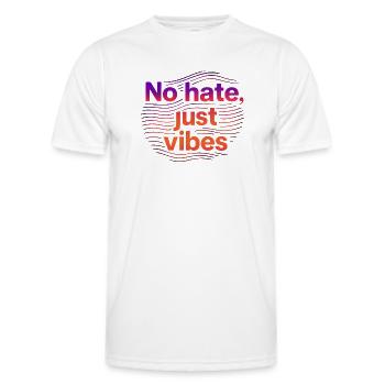 Colorful Waves Graphic No hate just vibes - Men's Functional T-Shirt - white - Front - AI Model Male 178 dark (178cm)