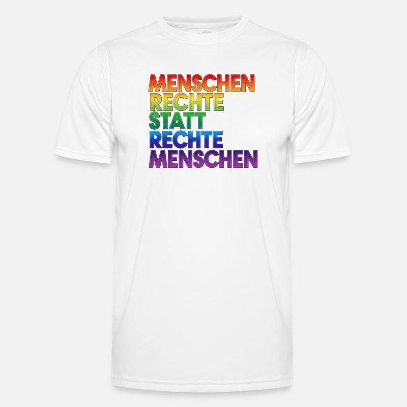 Regenbogen Statement Spruch Menschenrechte - Männer Funktions-T-Shirt - Weiß