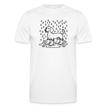 Teckel sous la pluie Bottes Wellington drôles - T-shirt sport Homme - blanc - Devant - AI Model Male 178 dark (178cm)