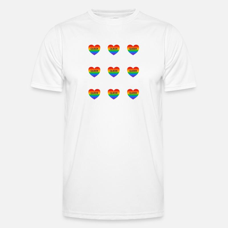 Queer Rainbow Hearts Pattern - Men's Functional T-Shirt - white