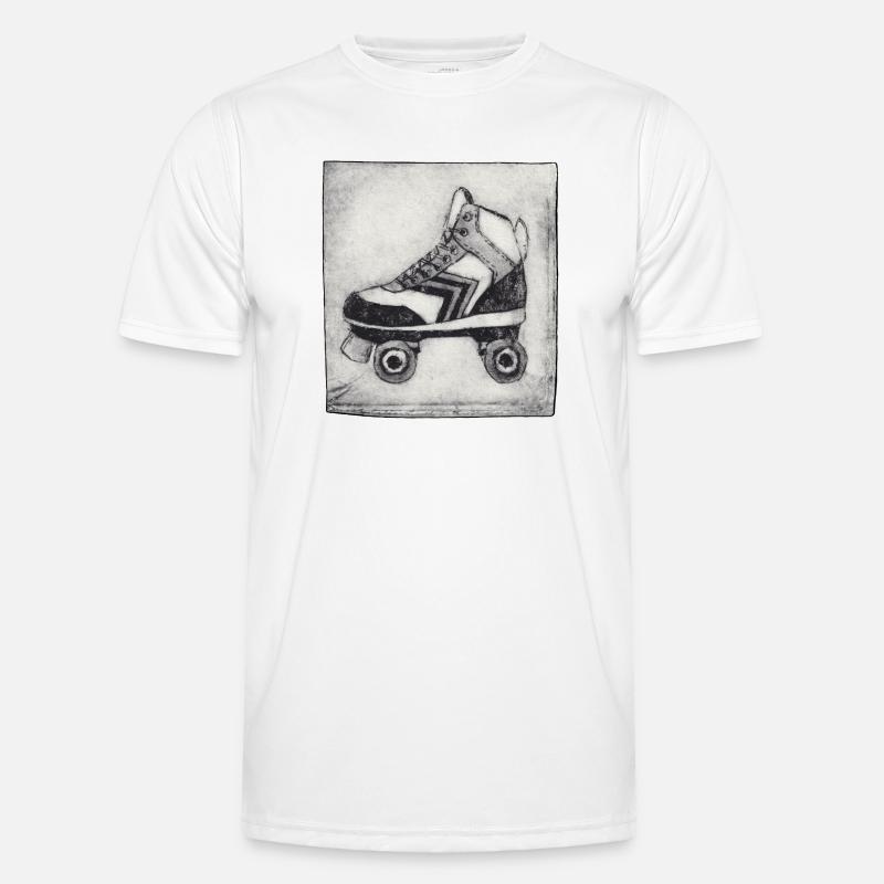 Retro Rollschuh - handgeschnitzte Druckvorlage - Männer Funktions-T-Shirt - Weiß