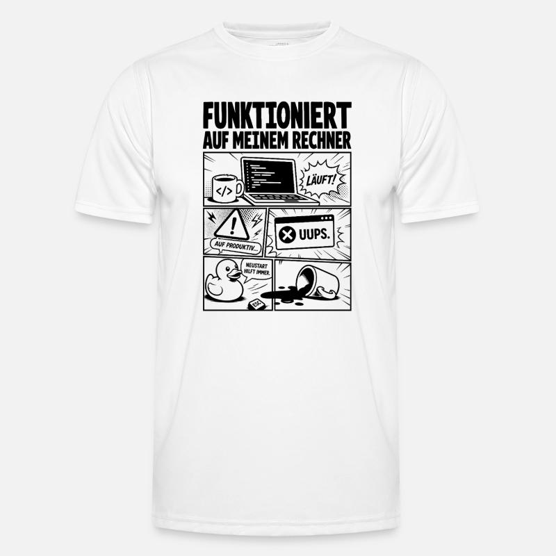 Läuft Coding Comic Design - Männer Funktions-T-Shirt - Weiß