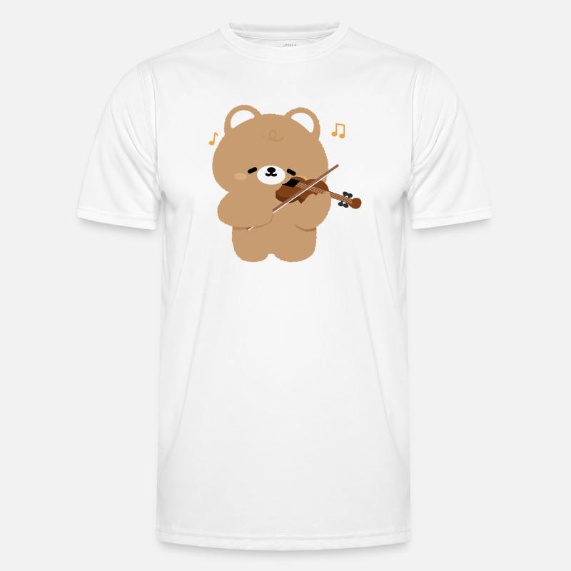 Bear Violinist Charm - Men's Functional T-Shirt - white