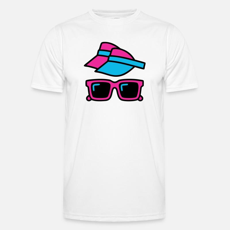 80er Sonnenblende Brille Set - Männer Funktions-T-Shirt - Weiß