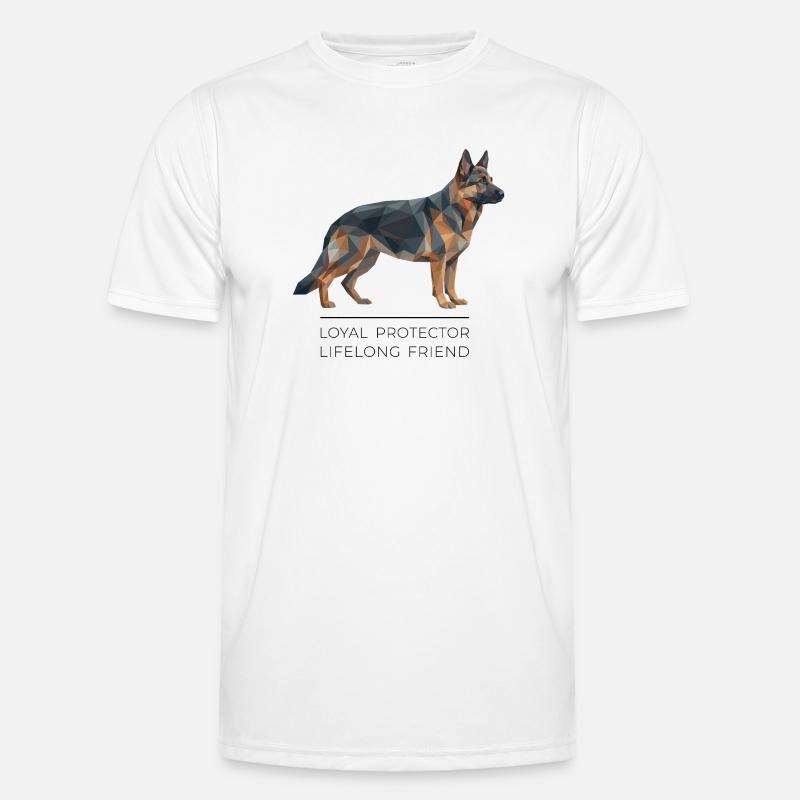 German Shepherd Low-Poly - Loyal, brave, true - Männer Funktions-T-Shirt - Weiß