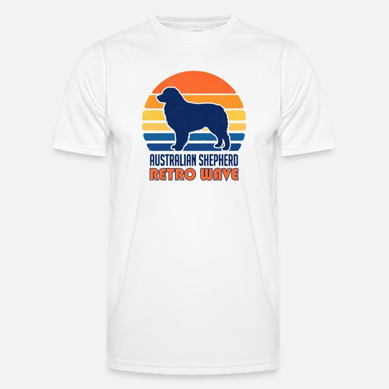 Retro Wave Aussie: Vintage Australian Shepherd - Men's Functional T-Shirt - white