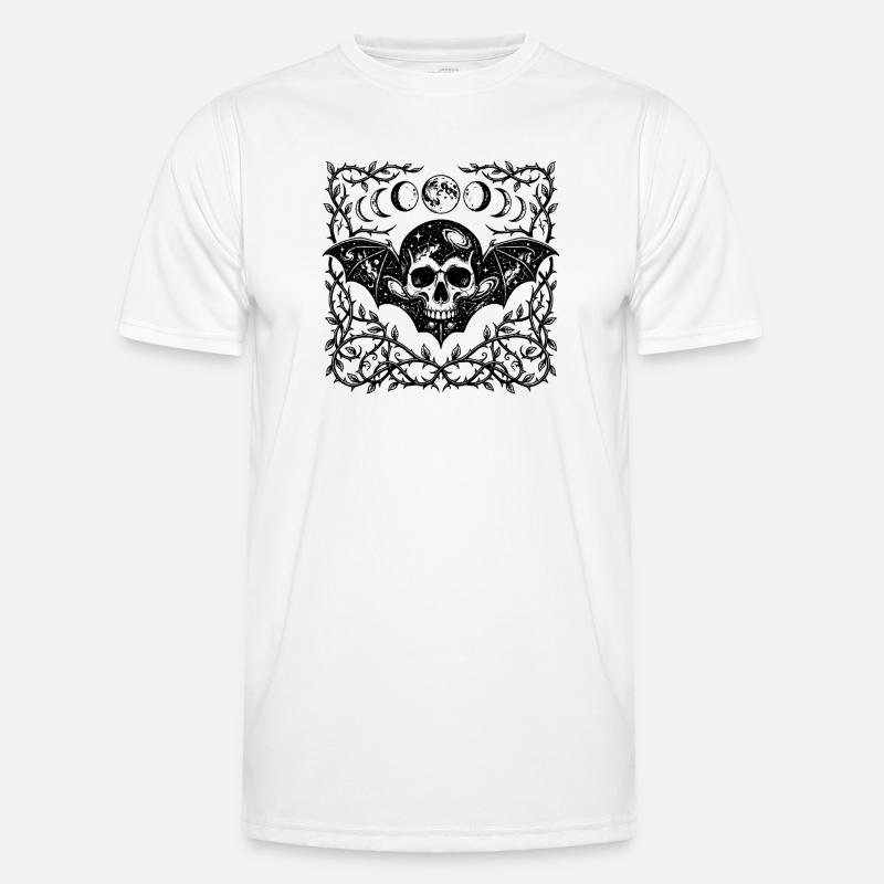 Celestial Skull Gothic Bat Wings Design - Men's Functional T-Shirt - white