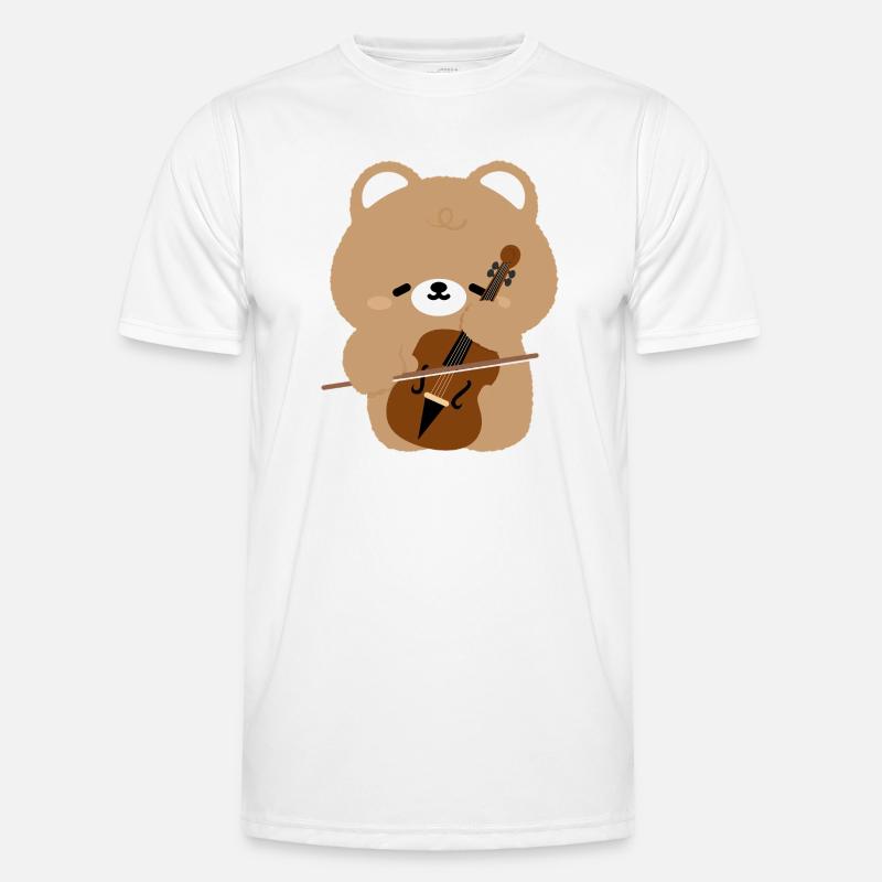 Bear Cello Charm - Men's Functional T-Shirt - white