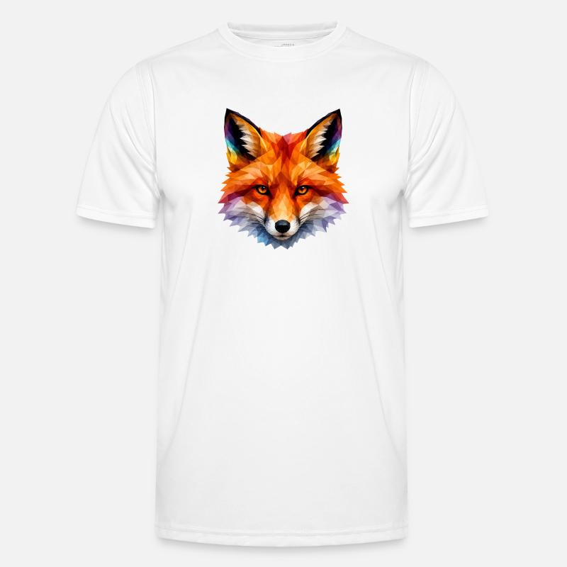Farbiger Polygonfuchs Kopf - Männer Funktions-T-Shirt - Weiß