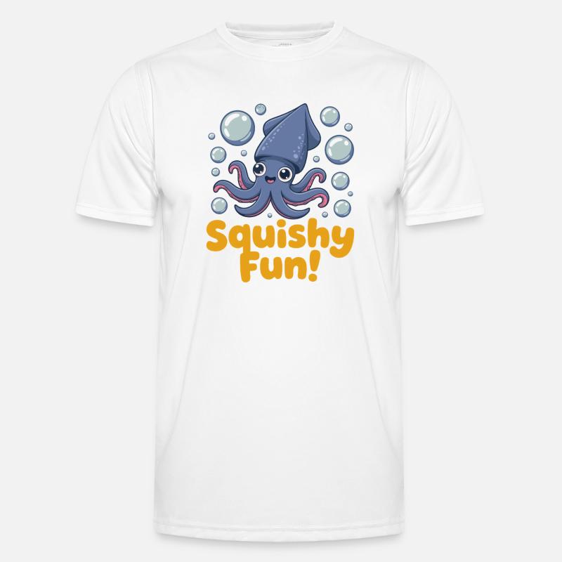 Squishy Fun Squid Illustration - Men's Functional T-Shirt - white