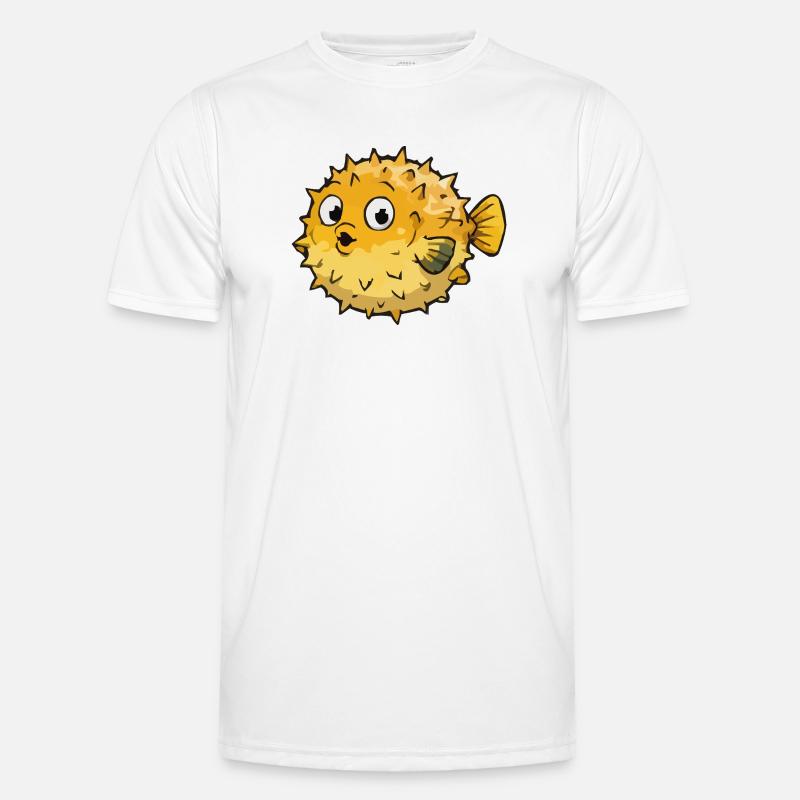Kugeliger Pufferfisch Cartoon - Männer Funktions-T-Shirt - Weiß