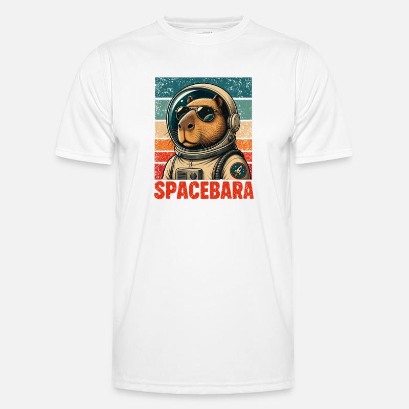 Spacebara Capybara Astronaut Space Retro - Men's Functional T-Shirt - white
