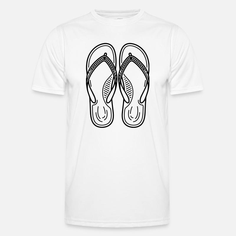 Sommer-Flip-Flops - Männer Funktions-T-Shirt - Weiß