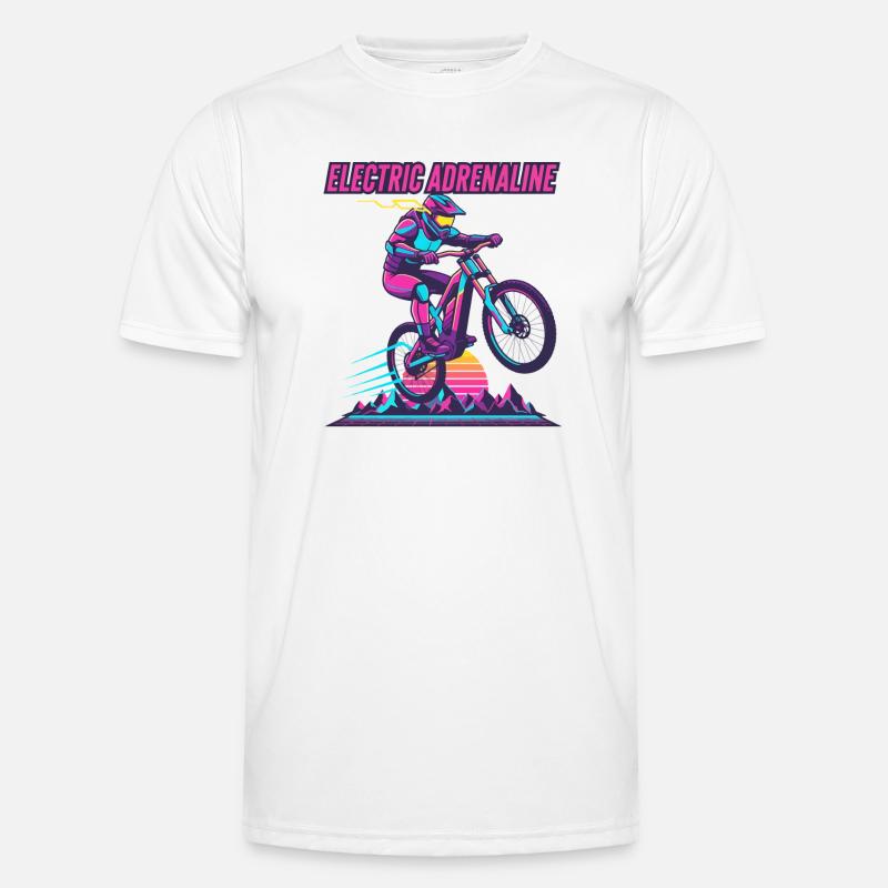 Electric Adrenaline Synthwave E-MTB - Men's Functional T-Shirt - white