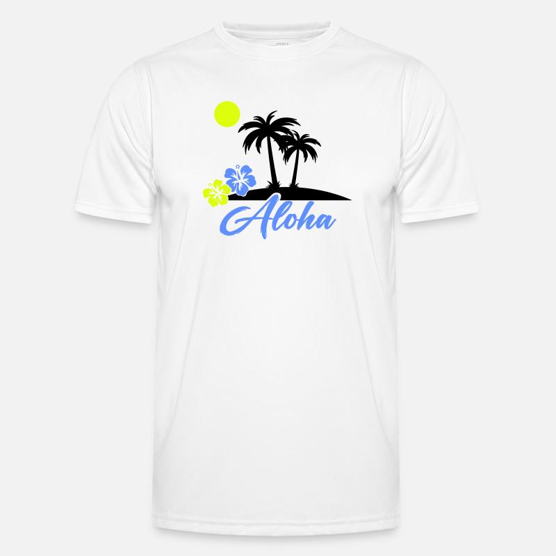 Aloha Hibiskus Neon Script - Männer Funktions-T-Shirt - Weiß