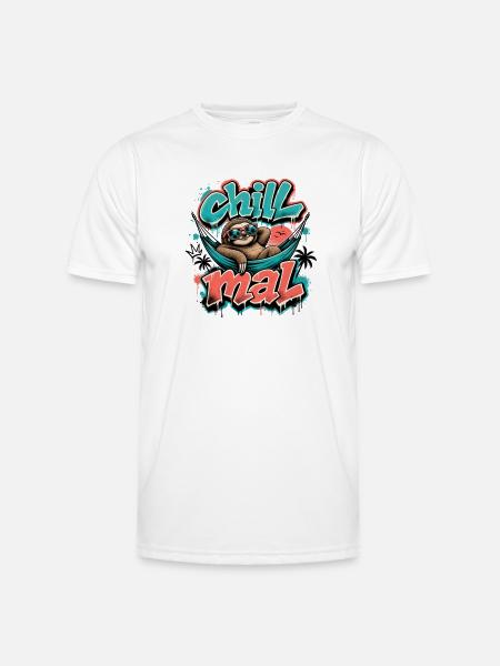 Chill Times Cool Sloth Graffiti Design - Men's Functional T-Shirt - white