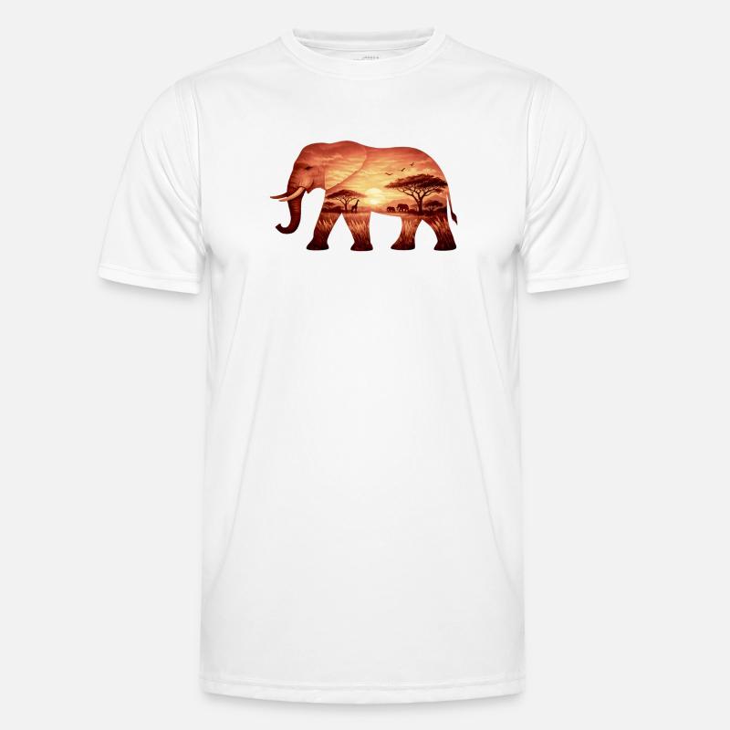Elefant auf Savanne - Männer Funktions-T-Shirt - Weiß