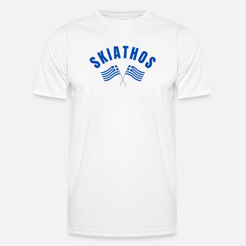 Skiathos a traversé les drapeaux grecs T-shirt sport Homme