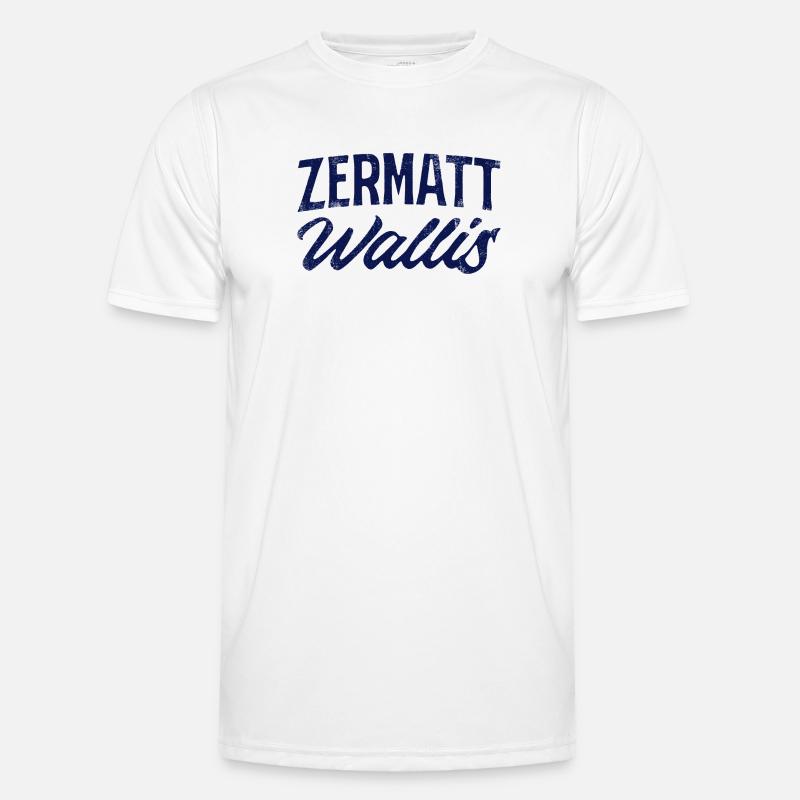 Zermatt Wallis Alpine Script Männer Funktions-T-Shirt