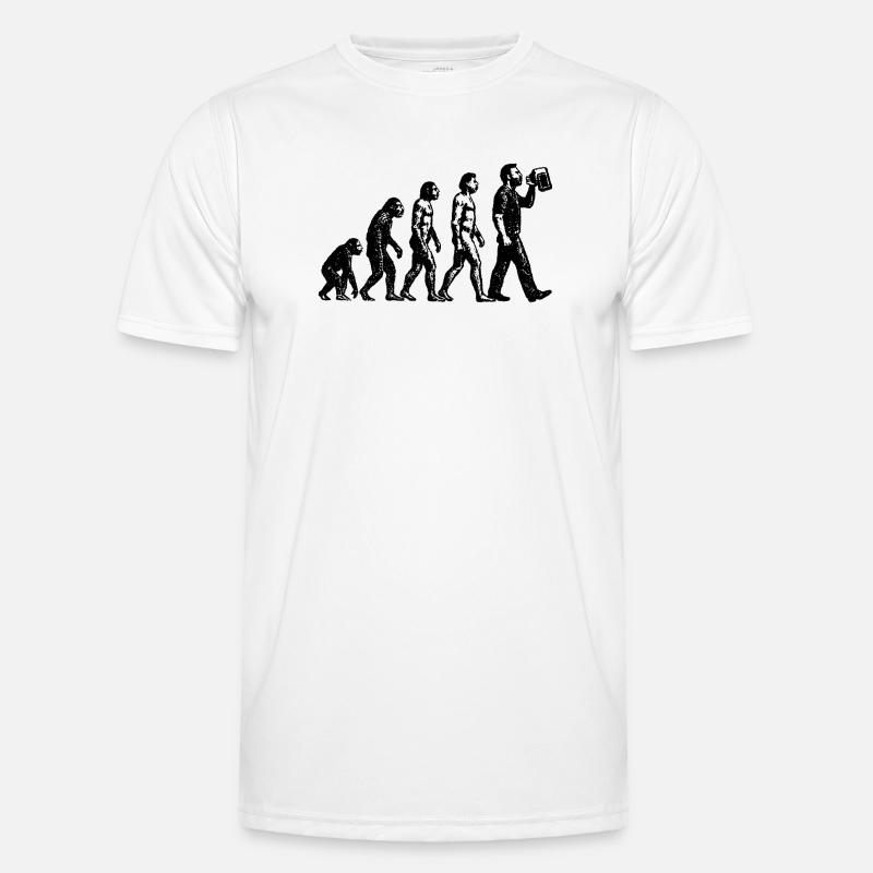 Evolution to Beer Drinker Grunge Design - Men's Functional T-Shirt - white