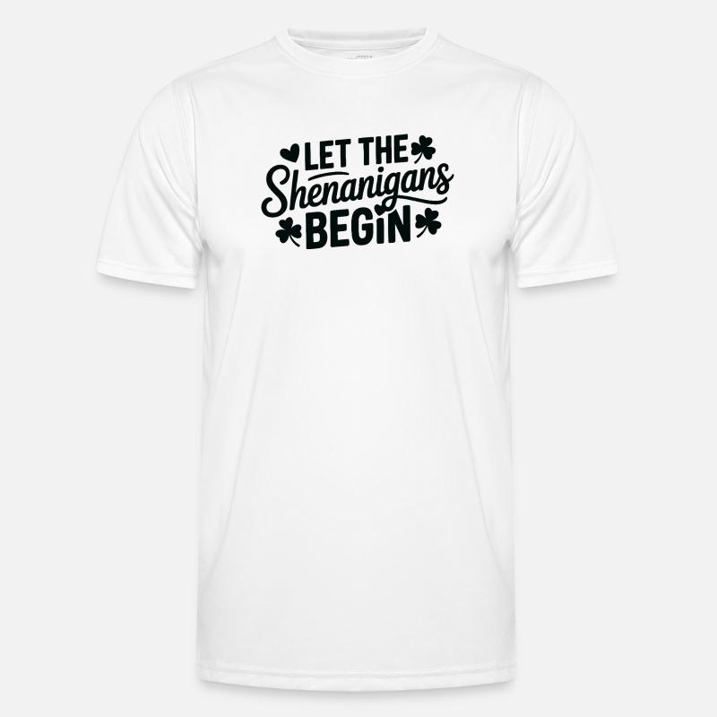 Shenanigans Begin Shamrock Script - Men's Functional T-Shirt - white