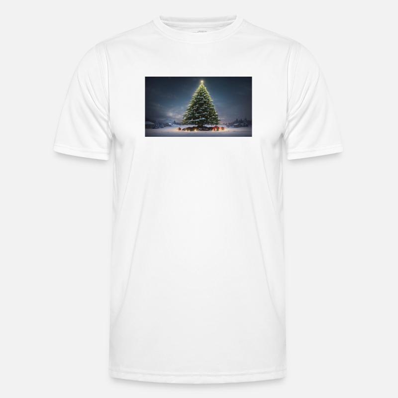 Winterlicher Weihnachtsbaum mit Geschenken - Männer Funktions-T-Shirt - Weiß