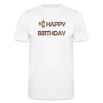 ANNIVERSAIRE. HAPPY BIRTHDAY - T-shirt sport Homme - blanc - Devant - AI Model Male 178 dark (178cm)