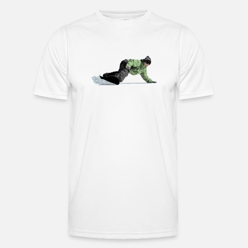 Freerider Snowboarder auf Abfahrt Männer Funktions-T-Shirt
